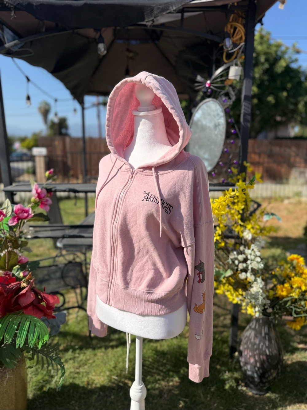Disney Pink Hooded Zip-Up Sweatshirt with Aristocats Motif